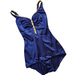 VINTAGE Swimsuit one piece Maxine of Hollywood blue size 10